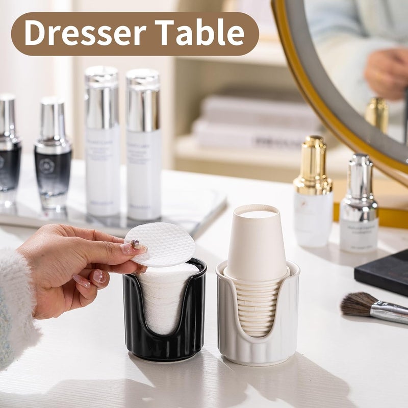 TANEW Ceramic Bathroom Cup Dispenser with Stylish Vertical Stripes - Dixie Cup Dispenser & Mouthwash Cup Holder Holds 3oz Paper Cups for Rinsing Cups on Bathroom Vanity Countertops Glossy Black - Image 5